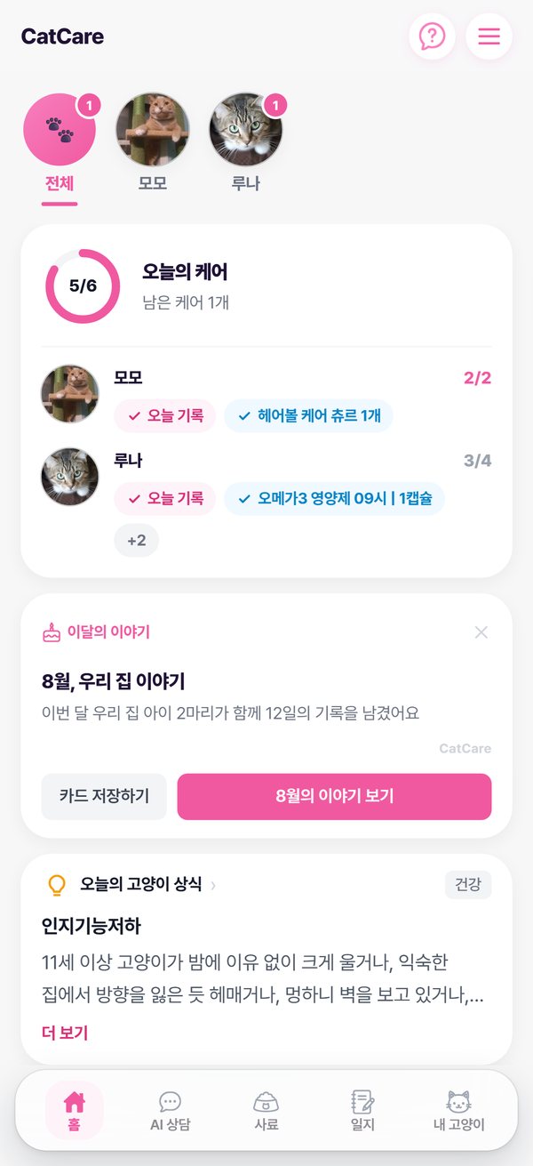 홈 — 오늘 일정·복약 체크